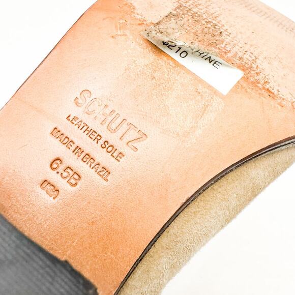 Schutz Cream Suede Cutout Boots Slip On Almond Toe Size 6.5 - Picture 3 of 6